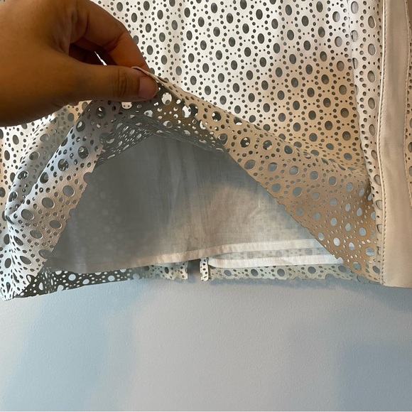 NWT Theory Mowita Lasercut Lamb Leather White Ivory Sleeveless Top sz M - Picture 10 of 11